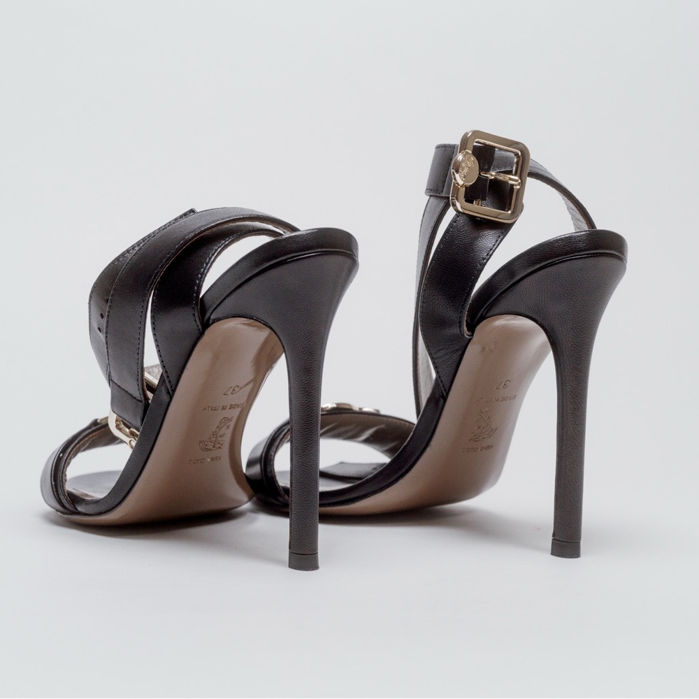 Versace Black Leather Stiletto Sandals - Size 37 - Picture 5 of 11